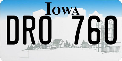 IA license plate DRO760