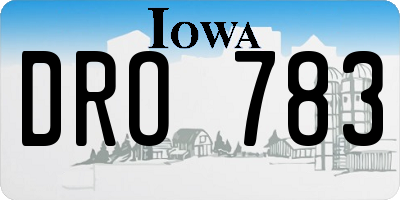 IA license plate DRO783