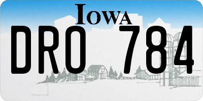 IA license plate DRO784