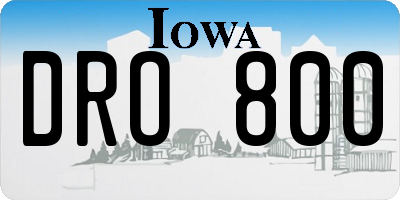 IA license plate DRO800