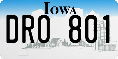IA license plate DRO801