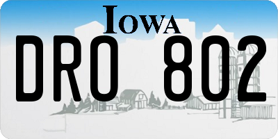 IA license plate DRO802