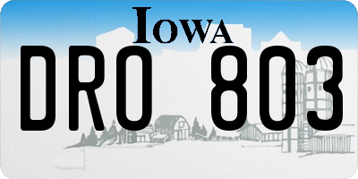 IA license plate DRO803