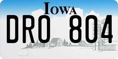 IA license plate DRO804