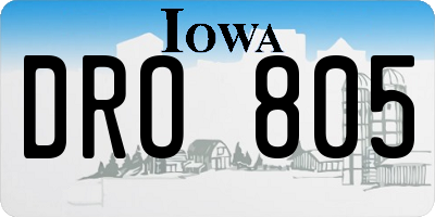 IA license plate DRO805