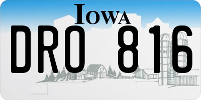 IA license plate DRO816
