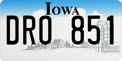 IA license plate DRO851