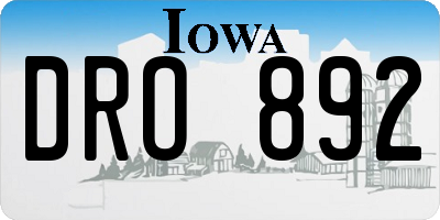 IA license plate DRO892