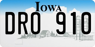 IA license plate DRO910