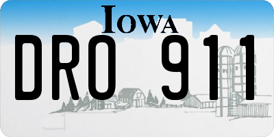 IA license plate DRO911