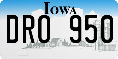 IA license plate DRO950