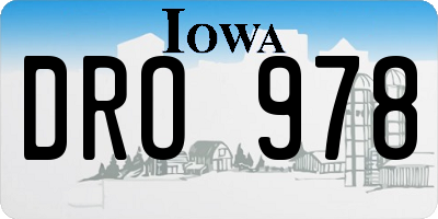 IA license plate DRO978