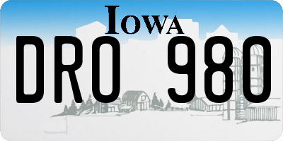 IA license plate DRO980