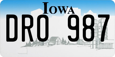 IA license plate DRO987