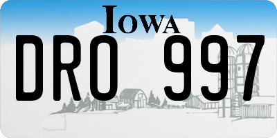 IA license plate DRO997
