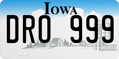 IA license plate DRO999