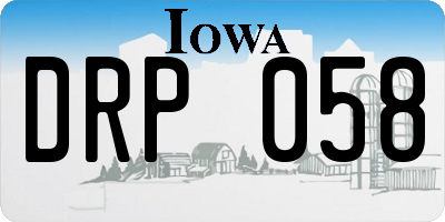 IA license plate DRP058
