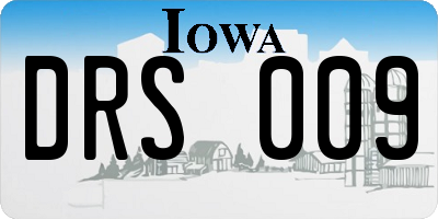 IA license plate DRS009