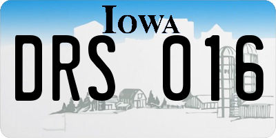 IA license plate DRS016