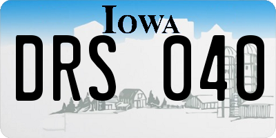 IA license plate DRS040