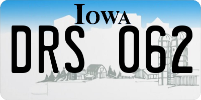 IA license plate DRS062