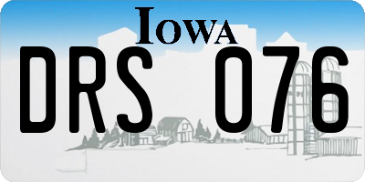IA license plate DRS076