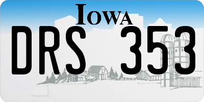 IA license plate DRS353