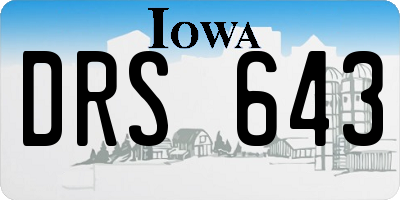 IA license plate DRS643