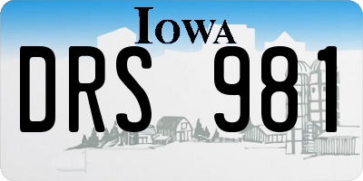IA license plate DRS981
