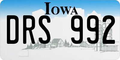 IA license plate DRS992