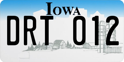 IA license plate DRT012