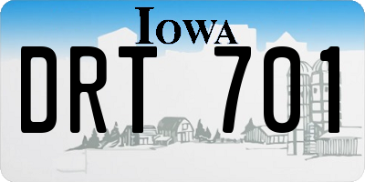 IA license plate DRT701