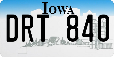 IA license plate DRT840