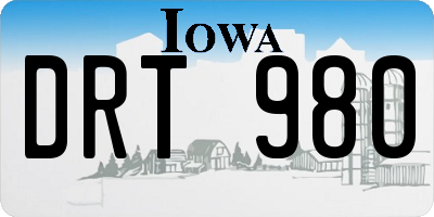 IA license plate DRT980