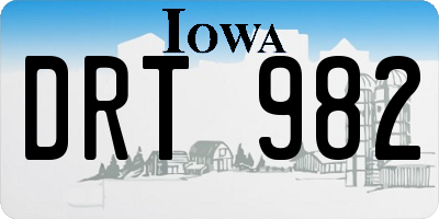 IA license plate DRT982