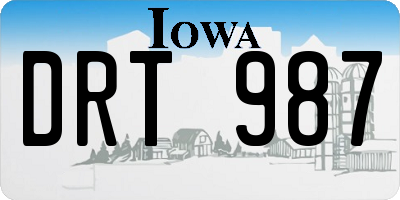 IA license plate DRT987