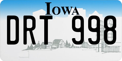 IA license plate DRT998