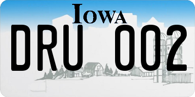 IA license plate DRU002