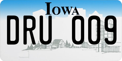 IA license plate DRU009
