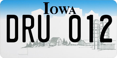 IA license plate DRU012