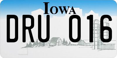 IA license plate DRU016
