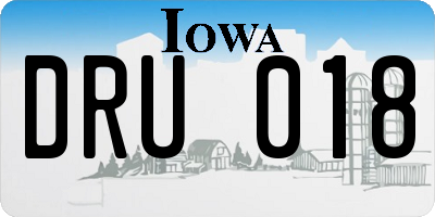 IA license plate DRU018