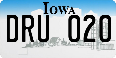 IA license plate DRU020