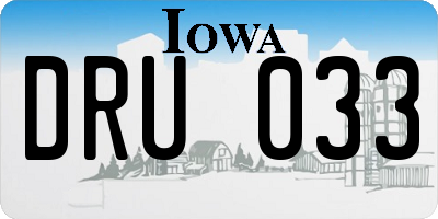 IA license plate DRU033