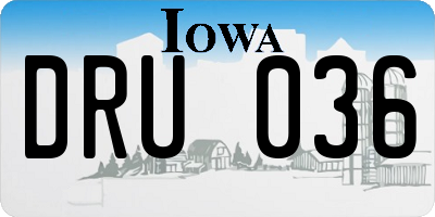 IA license plate DRU036