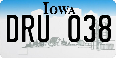 IA license plate DRU038