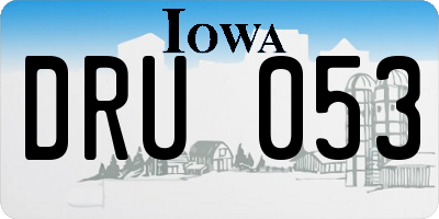 IA license plate DRU053