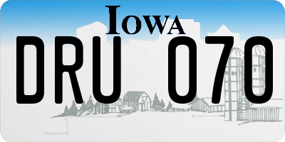 IA license plate DRU070