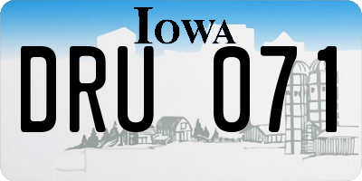 IA license plate DRU071