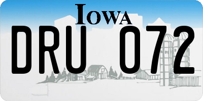 IA license plate DRU072
